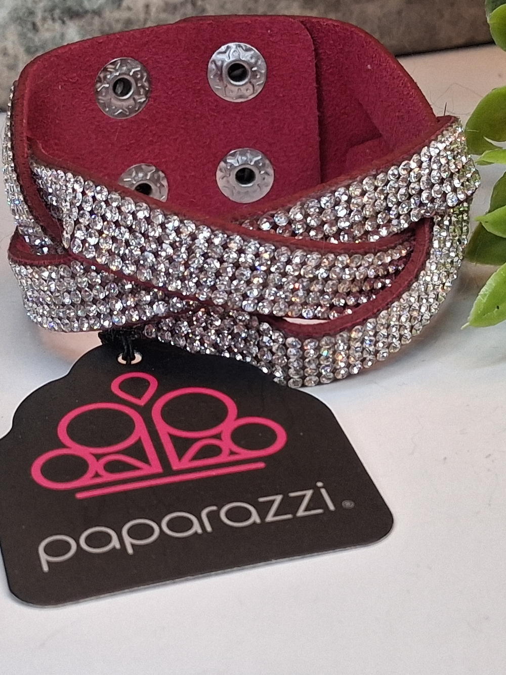 paparazzi Crystal Wrapped Bracelet - Rose Suede